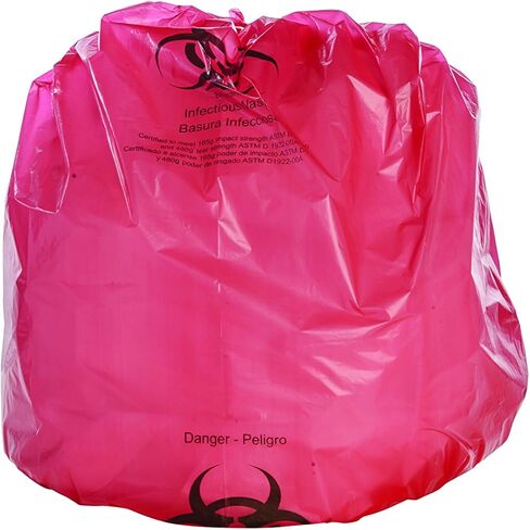Stout by Envision "Envision ISR-33-H أكياس جمع النفايات المعدية، LLDPE، 33 بوصة × 40 بوصة"، سعة 33 جالون، سمك 1.2 مل، 3 جالون، أحمر، عبوة من 100 بوصة in Kuwait