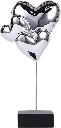 Electroplated Heart Sculpture - Modern Art Resin Balloon Heart-Shaped Sculpture, Ideal for Living Room, Coffee Table, Engagement Parties (Silver) in Saudi Arabia