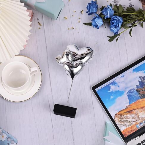 Electroplated Heart Sculpture - Modern Art Resin Balloon Heart-Shaped Sculpture, Ideal for Living Room, Coffee Table, Engagement Parties (Silver) in Saudi Arabia