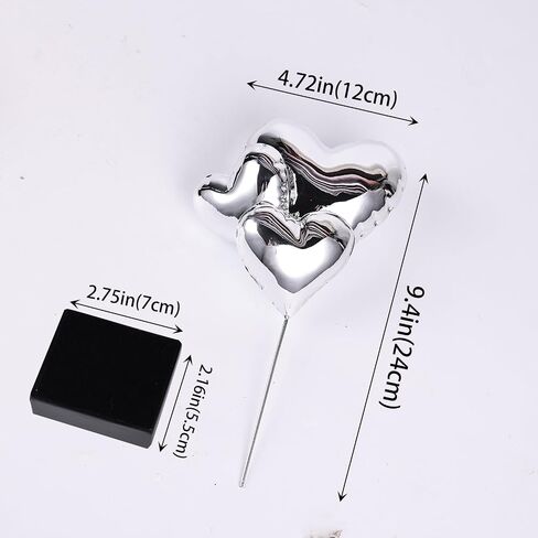 Electroplated Heart Sculpture - Modern Art Resin Balloon Heart-Shaped Sculpture, Ideal for Living Room, Coffee Table, Engagement Parties (Silver) in Saudi Arabia