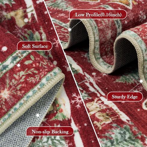 LEEVAN Christmas Door Mat Outdoor Entrance, Red Front Doormats Christmas Porch Rug, 2x3 Outside Layered Mats Washable Bathroom Rug Non Slip, Kitchen Sink Rug Porch/Back Door, Winter Front Door Mat in Saudi Arabia