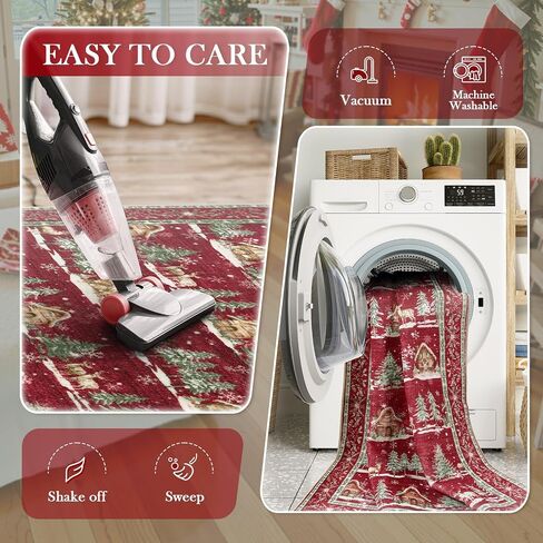 LEEVAN Christmas Door Mat Outdoor Entrance, Red Front Doormats Christmas Porch Rug, 2x3 Outside Layered Mats Washable Bathroom Rug Non Slip, Kitchen Sink Rug Porch/Back Door, Winter Front Door Mat in Saudi Arabia