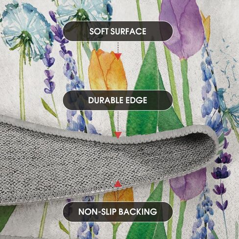 Artoid Mode Tulip Lavender Spring Area Rug, Summer Home Decor Low-Profile Area Rugs for Entryway Bedroom Living Room Laundry Room Indoor 5x7 Feet in Saudi Arabia
