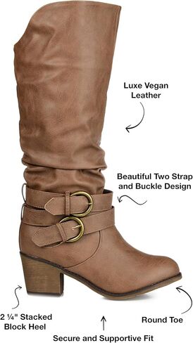 Journee Collection Womens Late Mid-Calf Boots with Round-Toe and Slouchy Detail, Black, 11 in Saudi Arabia