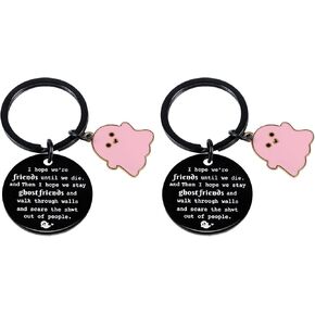 2Pcs Funny Friendship Keychains, Cute Metal Keyring Key Chain Rings Key Holder Keychain Clip Key Organizer for Women Men Car Accessories