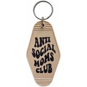 Anti Social Moms Club Motel Keychain Retro New Mom Key Chain Funny Mama Keyring New Mom
