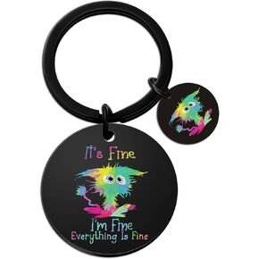 Coworker Gifts Funny Keychain Office Gifts For Coworker Gifts for Employees Funny Boss Gifts Work Gifts For Bestie Friends Everything Is Fine White Elephant Gifts Gag Gifts Christmas Gift Ideas