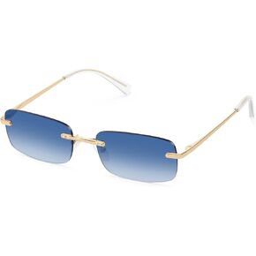 Retro Frameless Rectangle Sunglasses Womens Trendy Narrow Small Frame Spring Hinge UV Protection FZN905