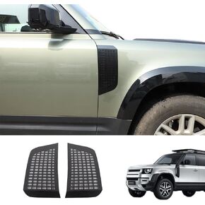 Car Fender Trim Decorative Intake Compatible with Land Rover Defender 90 110 130 2020-2024 Side Wing Air Vent Hood Intake Fender Cover Trim Exterior Accessories (Black, Aluminum Alloy)