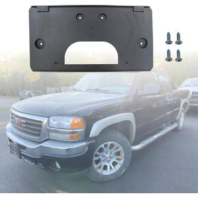 Front License Plate Frame for 2003-2007 GMC Sierra 1500 1500HD 2500 2500HD 3500 Front Bumper License Plate Holder Mounting Bracket Replace # 15199886 GM1068135