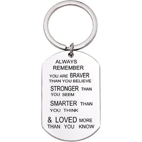 Inspirational Gifts for Women, Best Friend Birthday Keychain Gifts, Always Remember You are Braver Stronger Smarter Than You Think, Titanium Steel Key Chains