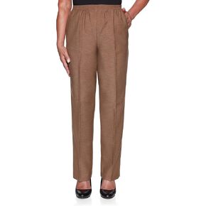 Alfred Dunner womens Plus-sizeclassic Signature Fit Textured Trousers With All-around Elastic Waistband Casual Pants, Taupe, 18 Plus