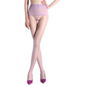 Women's Oil Shiny Seamless Pantyhose 5 Denier 360 Seamless Crotch Ultra-Thin Sheer Tights Silky Control Top Stockings