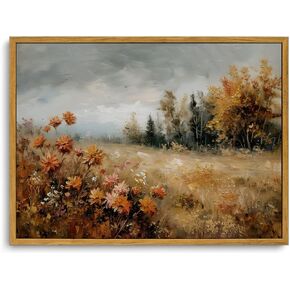 KISSFOX Vintage Fall Landscape Wall Art Framed Autumn Nature Scenery Canvas Prints Country Painting Picture Decor Artwork Rustic Farmhouse Gallery Office Living Room Bedroom Bathroom
