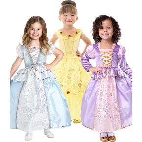Little Adventures Classic Three Princess Costume Dress Set - Machine Washable Pretend Play (Size Small Age 1-3)