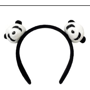 Adorable Panda Headband for Kids and Adults - Soft Short Plush Black and White Fun Animal Costume Accessory for Halloween, Parties, and Cosplay - Comfortable and Durable