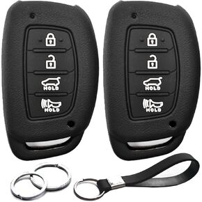 2pcs Compatible with Hyundai Ioniq Elantra Sonata Tucson Elantra GT Key Fob Cover Case Key Chain Protector Keyless Remote Smart 4 Buttons Holder, NOT FIT Flip/Pop Out Key