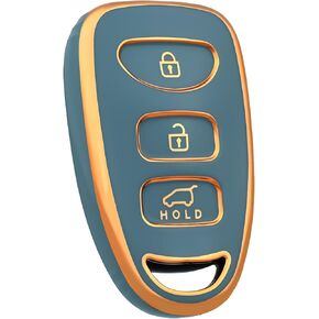 for Hyundai Key Fob Cover, Soft TPU Protection Key Fob Case Fit for Hyundai Elantra Accent Genesis Sonata Kia Forte Optima Sorento Rondo Spectra Car Key Accessories (Gold Blue)