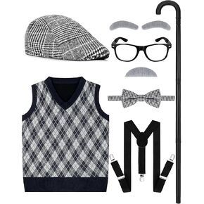 زي المدرسة المائة يوم، زي الرجل العجوز للأولاد، إكسسوارات قبعة، زي تنكري للأطفال في اليوم المائة من المدرسة in Kuwait