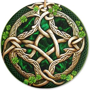 2024 Christmas Ornament - Irish Celtic Shamrock of Life Printed Ceramic Ornament, Lucky Gift for Saint Patrick's Day, Celtic Holiday Decorations, Lucky Leprechaun Keepsake