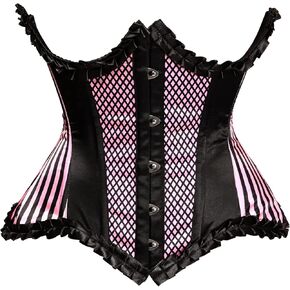 Daisy corsets Womens Top Drawer Pink Burlesque Underwire Curvy Cut Steel Boned Waist Cincher Corset