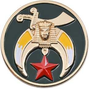 Shriner Round Masonic Auto Emblem - [Gold & Green][3'' Diameter]