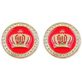 2PCS Big Crown Car Emblems Crystal Circular Labeling Princess, Car Decoration Sticker, Car Side Rear Trunk Emblem Exterior & Interior Bling Auto Accessories for Women (Silver-Black-Big)