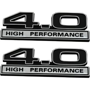 2pcs 4.0 Liter V6 High Performance Engine Emblems Badge 3D Decals Stickers Cars Trucks (Chrome Black)