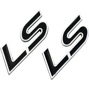 2X LS Emblems 3D Metal Badges Nameplate Left & Right Fender Door Rear Trunk Logo Sticker for Universal Cars Trucks (Black)