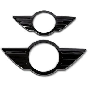 Front & Rear Glossy Black Emblem Badge Cover Compatible with R60 Mk1