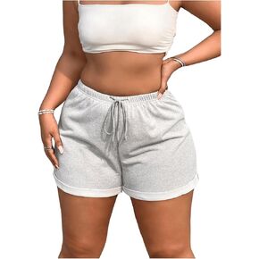 MakeMeChic Women's Plus Size Drawstring Waist Shorts Wide Leg Sporty Track Shorts
