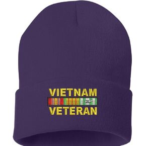 Vietnam Veteran Beanie Embroidered USA Soldier Hat Knit