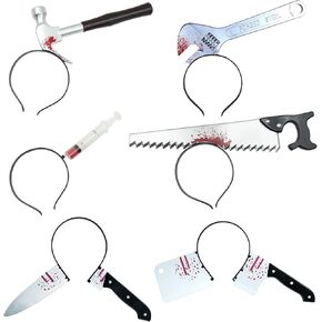 6 Pcs Halloween Headbands Costume Accessories Bloody Weapon Party Decorations Cosplay Props Toys for Men Women Teens (6 Pcs)