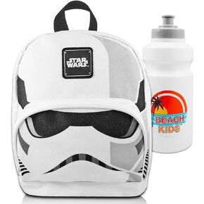 Star Wars Mini Backpack Bundle - 10" Canvas Storm Trooper Backpack with Front Pocket and Bottle | Star Wars Backpack Purse Set