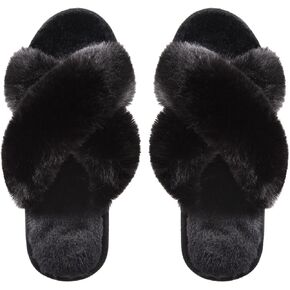MeMoi Women's Beverly Faux Fur Memory Foam Plush Slipper