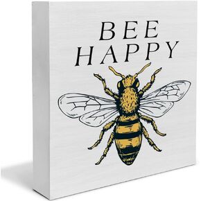 Country Wood Box Sign Decor Desk Sign Be Happy Honey Wooden Box Block Sign Rustic Home Shelf Wall Decoration