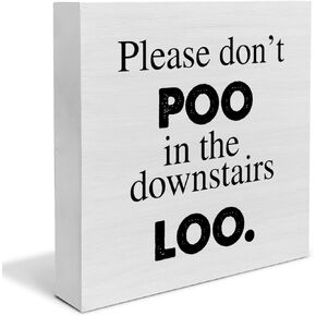 Country Humor Bathroom Saying Wood Box Sign Decor Desk Sign Restroom Wooden Box Block Sign Home Bathroom Shelf Wall Decoration Gift