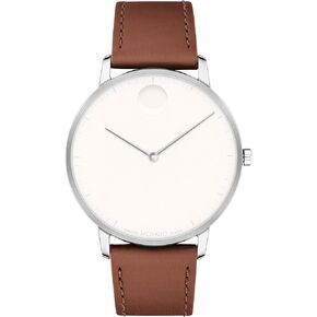 Movado Face Men's Watch - Swiss Quartz Movement, Leather Strap - 3 ATM Water Resistance - Luxury Fashion Timepiece for Him - 41mm