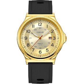 Stylish Wrist Watches for Mens,Casual Business Sport Military Waterproof Rubber Silicone Band Calendar Analog Watch for Men Students