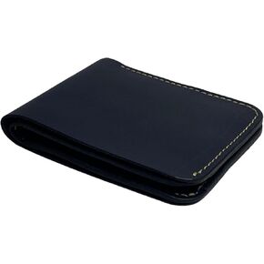 LeatherWorks Leather Wallet for Men, Bifold, Minimalistic, Durable, Handstitched to perfection, 6 Credit Card Slots, 2 Hidden Slots, 1 Cash Slot - Full grain genuine Leather (Space Cadet)