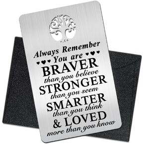 Always Remember You Are Braver Than You Believe Wallet Card, Engraved Metal Wallet Insert Card, Parents to Son Daughter Coming of Age Birthday Gift, Graduation Wedding Gifts for Brothers Friends