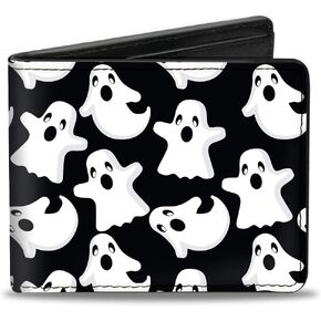 Buckle-Down Men's Wallet, Bifold, Ghosts Scattered Black White, Vegan Leather, Multi, 4.0" x 3.5"