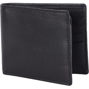 Men's Slim RFID Blocking Wallet – Top Grain Leather Bifold with 10 Card Slots, ID Window & Durable Stitching