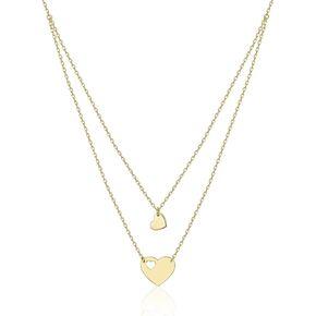 MING&KELLY JEWELRY Layered Heart Necklace Pendant 14K Gold Plated Dainty Gold Choker Layering Long Necklace for Women Birthday Gift