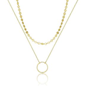 Gold Layered Necklaces for Women, 14K Gold Plated/Silver Dainty Link Chain Paperclip Twist Rope Disc Lightning Satellite Pendant Necklace Adjustable Choker Necklace Jewelry Gifts for Women