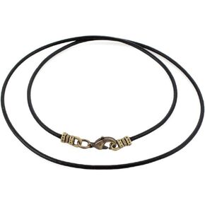 DragonWeave Antique Brass 1.8mm Fine Black Leather Cord Necklace