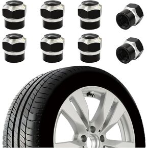 8 PCS Car Tire Valve Caps, Leakproof Tire Air Valve Stem Covers with Rubber Seal, Dustproof Metal Auto Wheel Valve Cap, Universal Vehicle Accessories for Most Car SUV Truck (Orange)