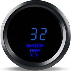 WATERWICH 2" 52mm Water Temperature Gauge Kit Fahrenheit & Celsius Blue for Car Truck Marine Vehicle Automotive