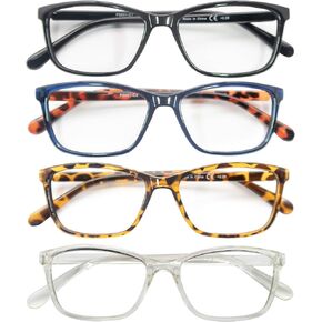 HEEYYOK Reading Glasses for Men Women,4 Pack +1.50 Readers - Classic Square Lightweight Frame with Comfortable Strong Hinge Glasses for Reading