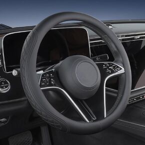 Steering Wheel Cover Women Men Compatible with Dodge RAM 1500 2500 3500 Truck 2012-2024 2025 Grand Caravan 2008-2023 Standard Cab Quad Cab Crew Cab Mega Cab Car Accessories, Black 15 ½''-16''